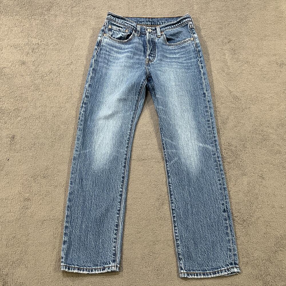 Levi's 501 Medium Wash Blue Straight Leg Button Fly Denim Jeans Women's Size 26